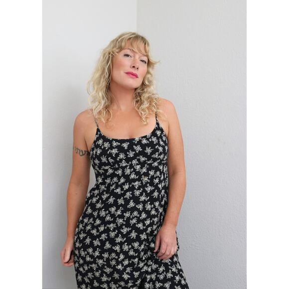 1990's Vintage Rabbit Rabbit Rabbit Midi Dress Women's XS SM Soft Core Grunge - Picture 6 of 8